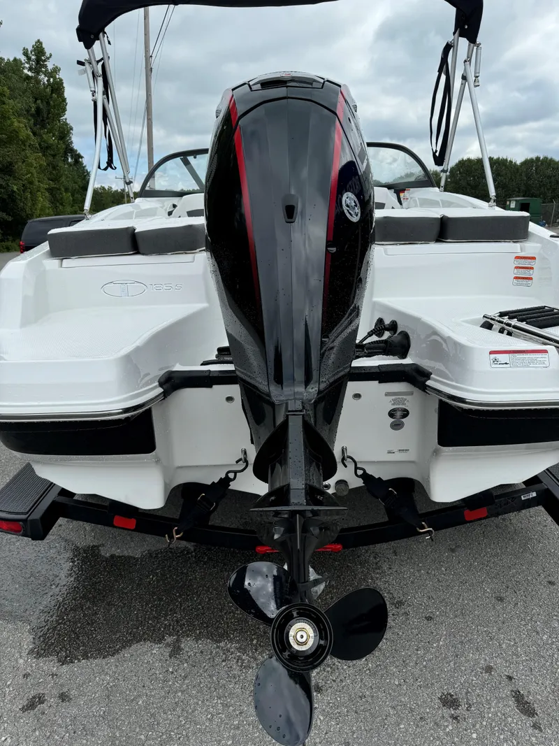 Slide: The Image of 2024 Tahoe 185 S boat with powerful outboard motor, rear view. - 3