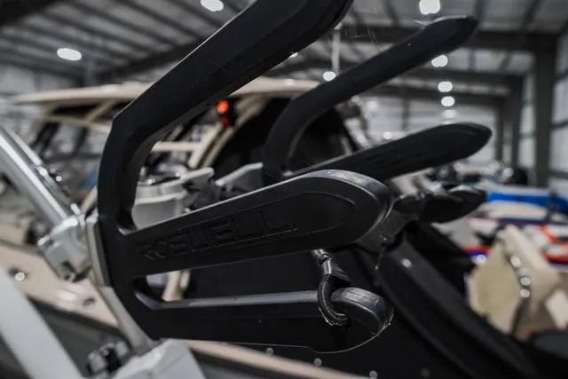 Slide: The Image of Close-up of 2021 Cobalt R5 Surf boat accessory in a showroom. - 14