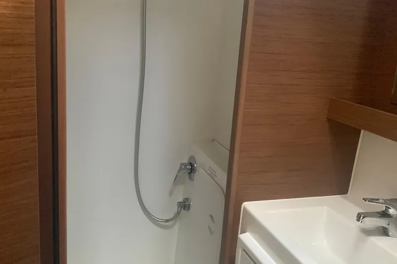 Slide: The Image of Bathroom interior of 2019 Lagoon 42 yacht with shower and sink. - 21