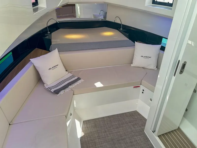 Slide: The Image of Luxurious interior of 2024 De Antonio Yachts D36 OPEN with cozy seating and modern design. - 11
