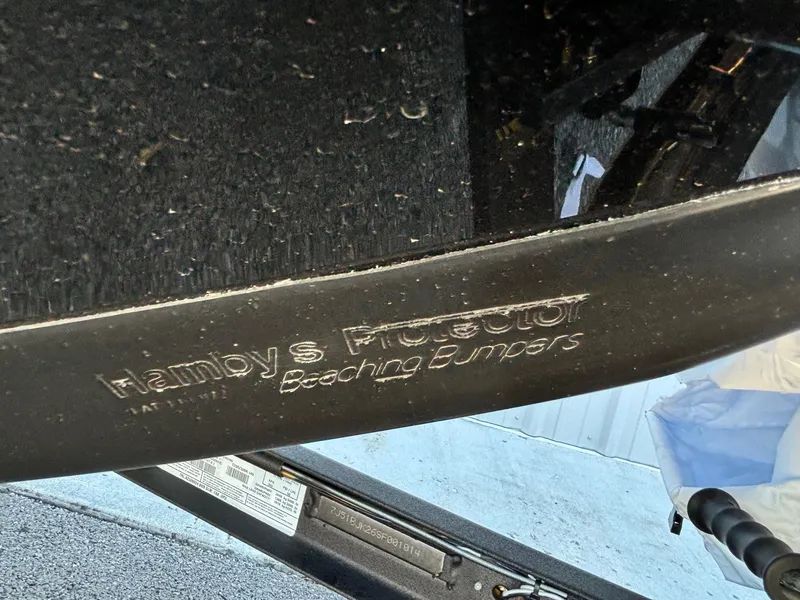Slide: The Image of Close-up of Hamby's Protector Beaching Bumpers on 2025 Ranger Z520R boat. - 2