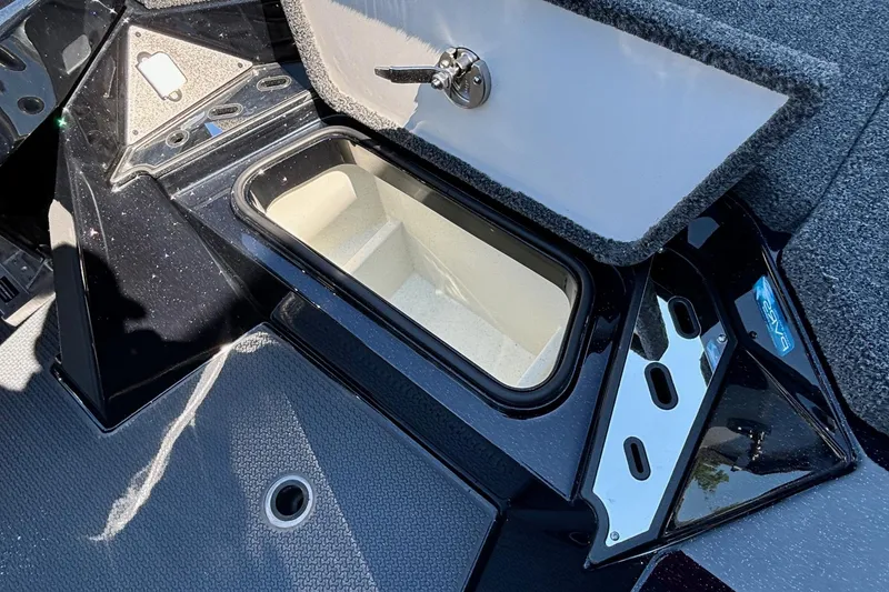 Slide: The Image of 2025 Ranger Z520R Garmin Ranger Cup Equipped boat storage compartment. - 9