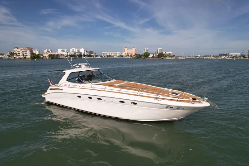 Slide: The Image of 2001 Sea Ray 510 Sundancer yacht cruising on a sunny day. - 3