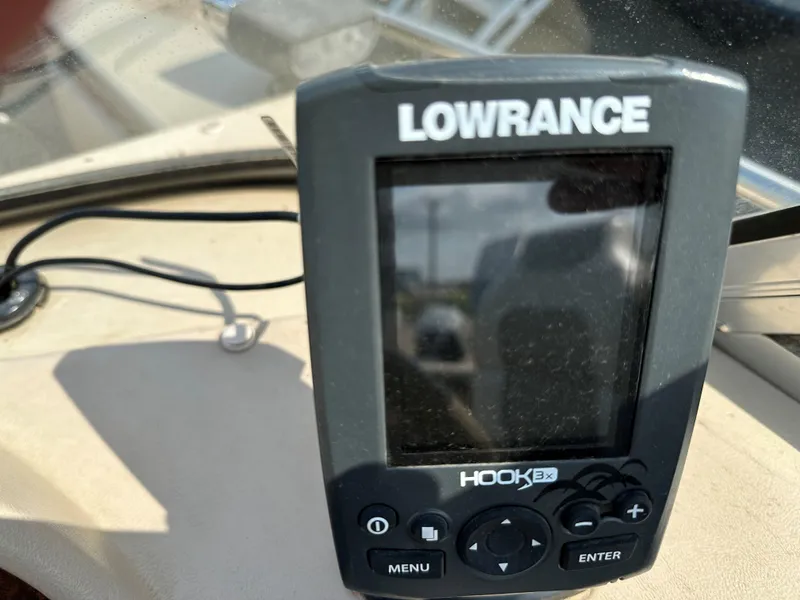 Slide: The Image of Lowrance Hook 3x fish finder on 1994 Lund 1850 Tyee boat dashboard. - 5
