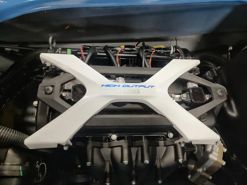 Slide: The Image of 2024 Yamaha WaveRunner FX Cruiser HO engine, high output design, close-up view. - 12