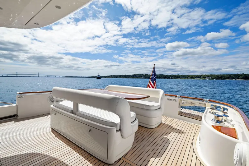 Slide: The Image of Luxurious 2008 Mochi Craft Dolphin yacht deck with scenic ocean view. - 18