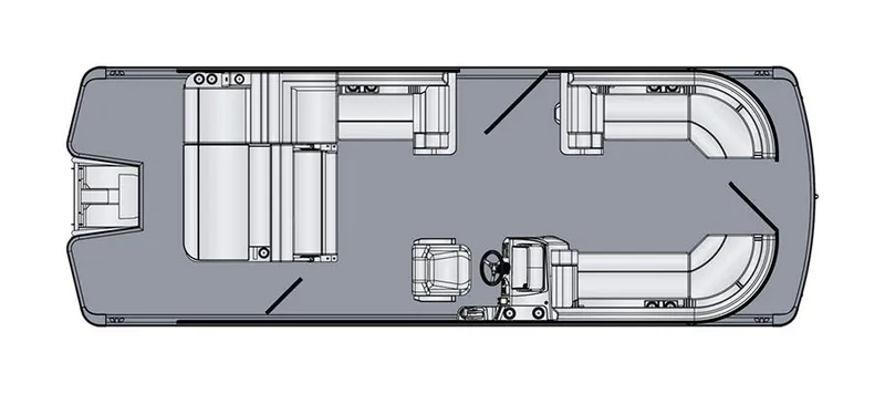 Slide: The Image of Floor plan of 2025 Harris CRUISER 230 SL pontoon boat, showcasing seating and helm layout. - 9