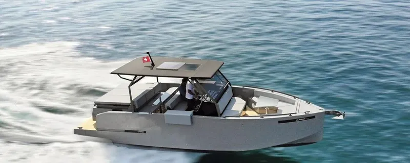 Slide: The Image of 2024 De Antonio Yachts D28 Xplorer cruising on open water. - 5