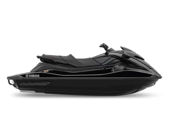 Slide: The Image of 2024 Yamaha Waverunner GP in sleek black design, side view. - 1