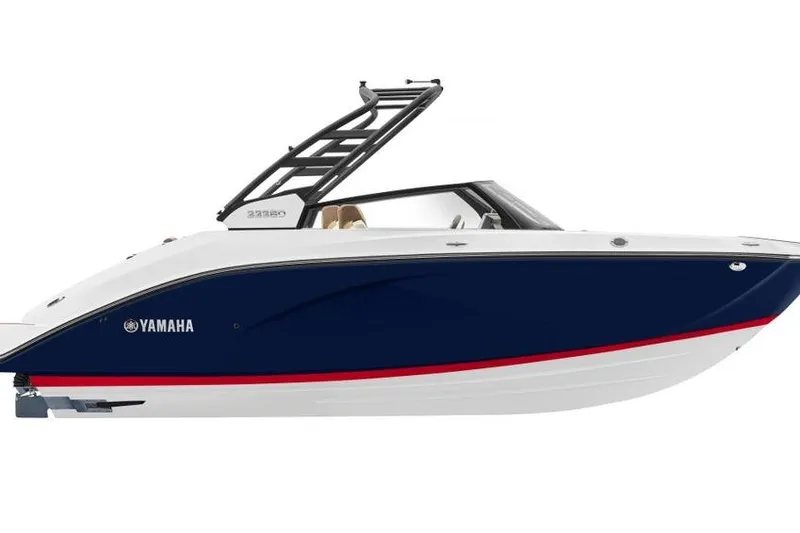 The Image of 2026 Yamaha Boats 222SD, sleek design, blue and white hull, modern features. - 0