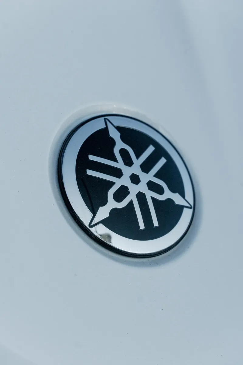 Slide: The Image of Close-up of a Yamaha logo on a 2025 Invincible 36 Open Fisherman boat. - 32