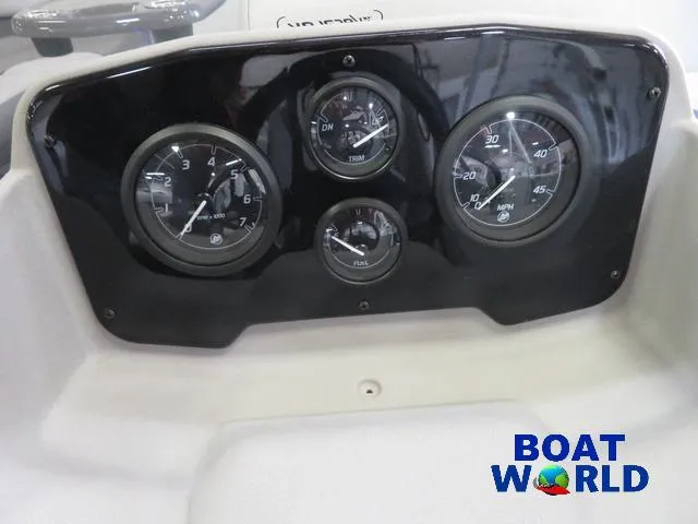 Slide: The Image of Dashboard of 2025 Princecraft Vectra 21 Cruise Lounge Pontoon, featuring gauges and controls. - 12