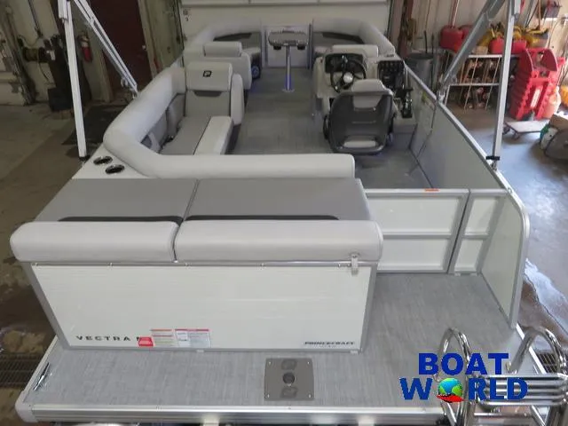 Slide: The Image of 2025 Princecraft Vectra 21 Cruise Lounge Pontoon interior with seating and steering console. - 5