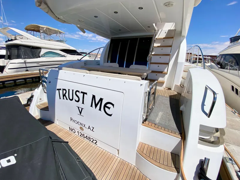 Slide: The Image of Luxury yacht "Trust Me" docked, Dyna 52 model, 2014, Phoenix, AZ. - 5