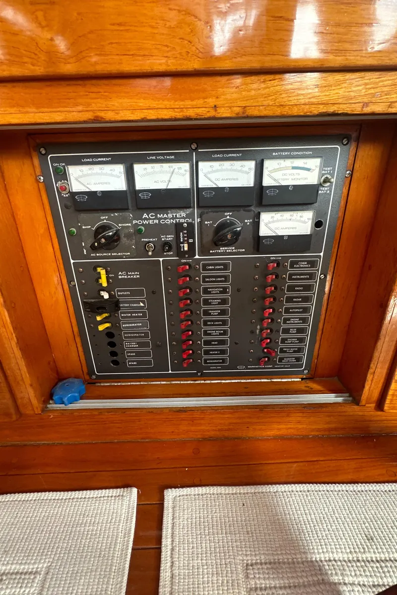 Slide: The Image of Electrical control panel on a 1969 Calkins 50 Pilot House boat. - 17