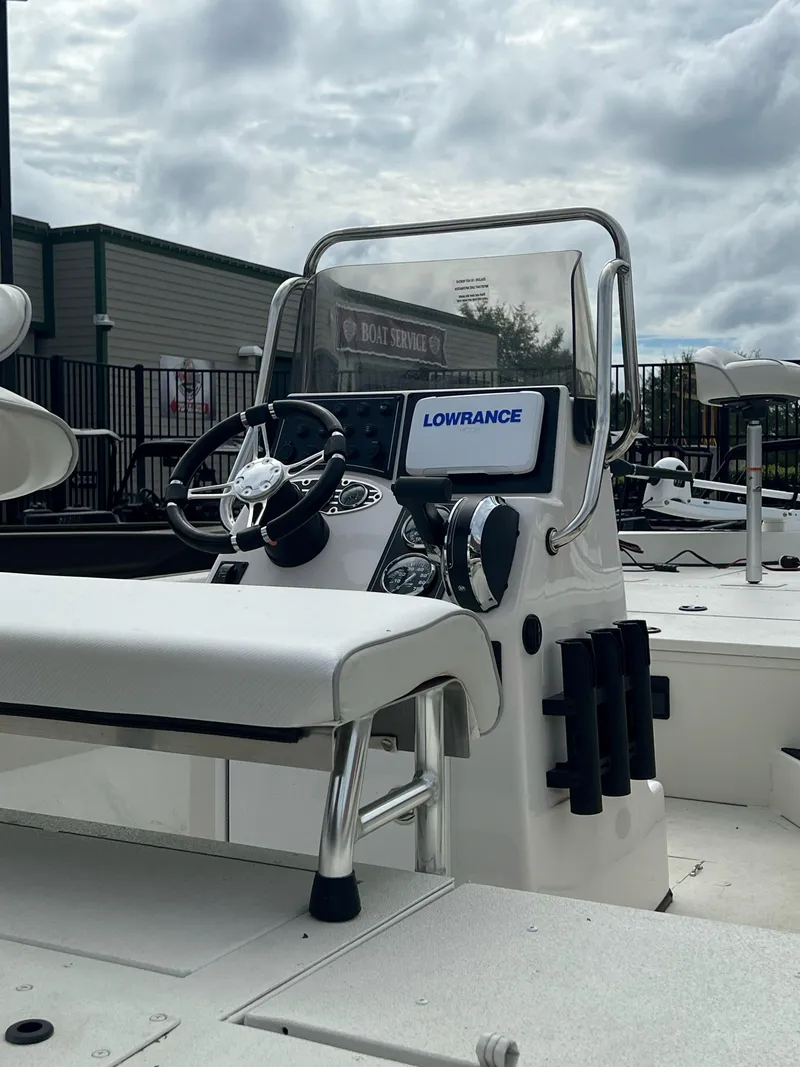 Slide: The Image of 2024 Ranger RB200 boat with Lowrance navigation system, featuring sleek design and modern controls. - 3