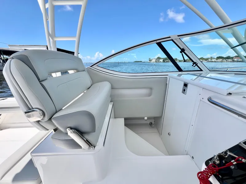 Slide: The Image of 2022 Stamas 326 Aegean boat interior with sleek seating and ocean view. - 17