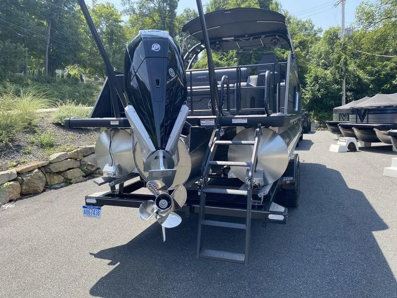 Slide: The Image of 2025 Viaggio Diamante 24S pontoon boat with powerful outboard motor. - 23