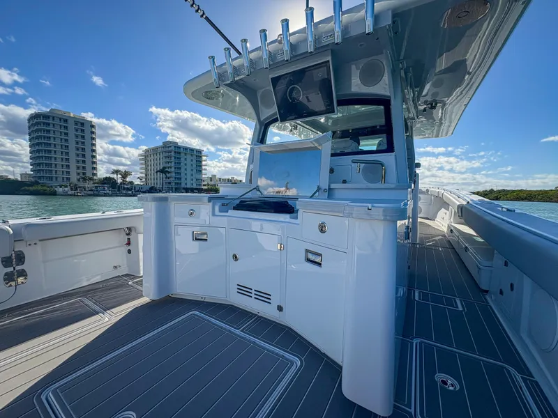 Slide: The Image of 2024 HCB 53' Suenos luxury boat with sleek design and modern amenities. - 49