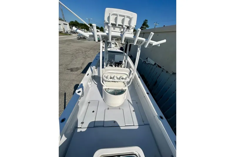 Slide: The Image of 2025 Pair Customs 24 Center Console MV boat, sleek design, spacious deck, white finish. - 9