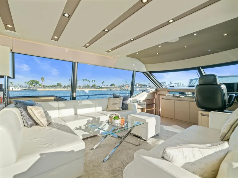 Slide: The Image of Luxurious interior of 2018 Prestige 680 yacht with panoramic ocean views. - 16
