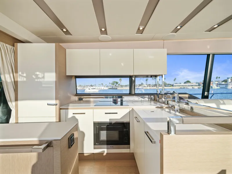 Slide: The Image of Modern kitchen interior on 2018 Prestige 680 yacht with ocean view. - 20