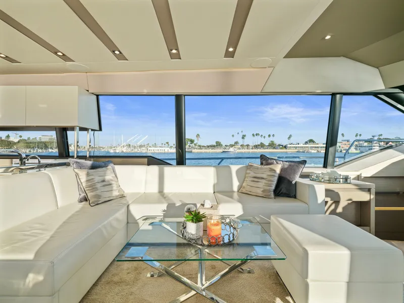 Slide: The Image of Luxurious interior of 2018 Prestige 680 yacht with elegant seating and ocean view. - 24