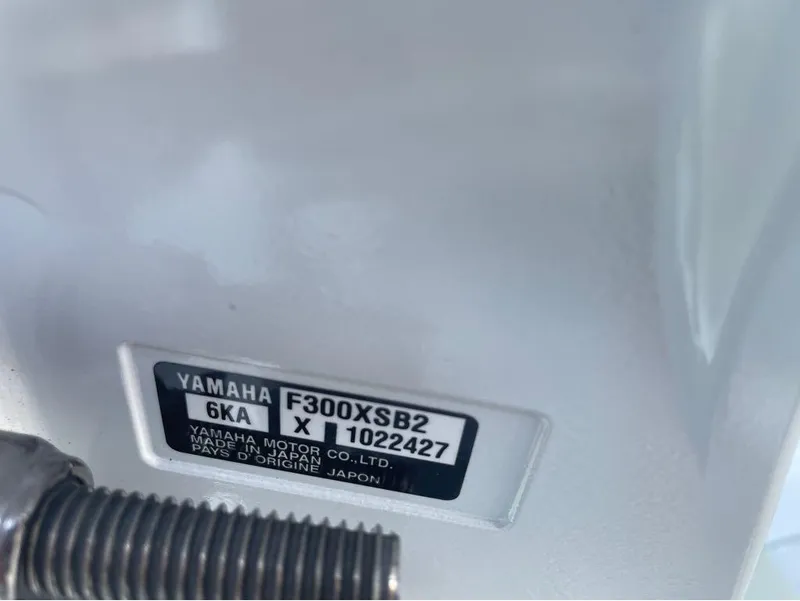 Slide: The Image of Yamaha F300XSB2 engine label on 2025 Key West 239 FS boat. - 5