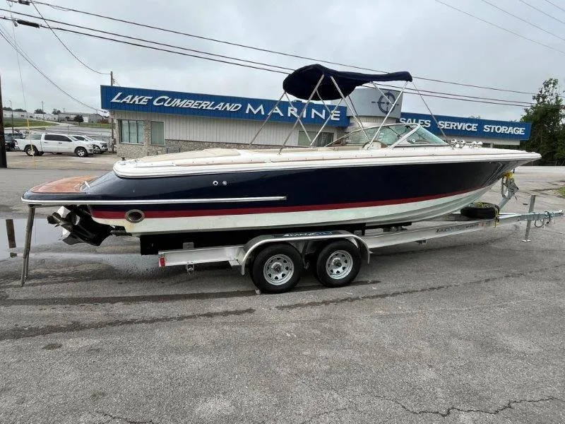 Slide: The Image of 2009 Chris-Craft Launch 25 Heritage Edition boat on trailer at Lake Cumberland Marine. - 12