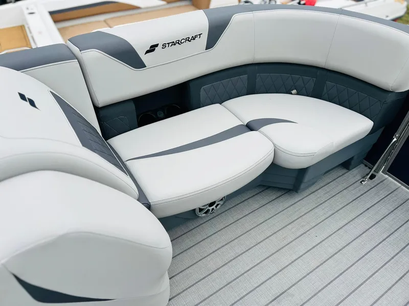 Slide: The Image of Luxurious seating on 2025 Starcraft CX 23 DL BAR boat, featuring modern design and comfort. - 6