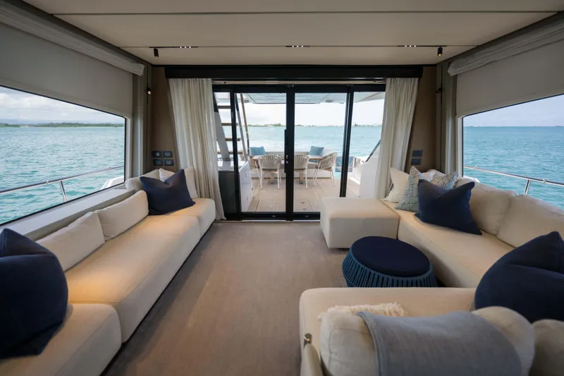 Slide: The Image of Luxurious interior of 2023 Ferretti Yachts 720 with ocean view. - 33