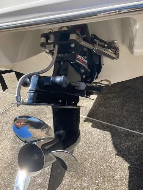 Slide: The Image of 2003 Caravelle 232 Cuddy Interceptor boat engine and propeller detail. - 3