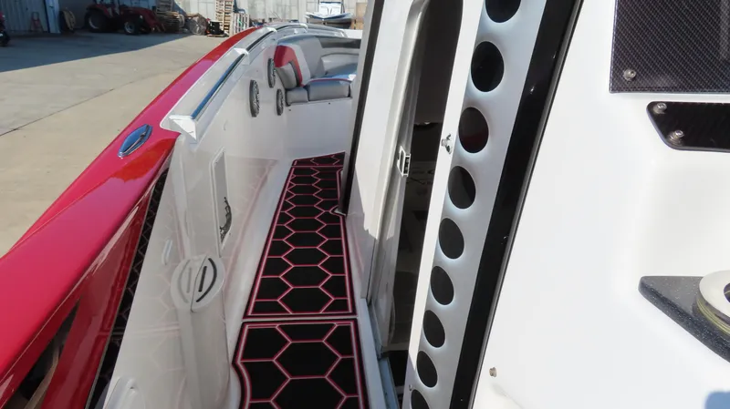 Slide: The Image of Control panel of 2014 Sunsation 34 CCX boat with switches and battery management system. - 14