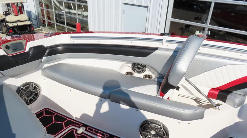 Slide: The Image of 2014 Sunsation 34 CCX cabin interior with sleek seating and modern design. - 22