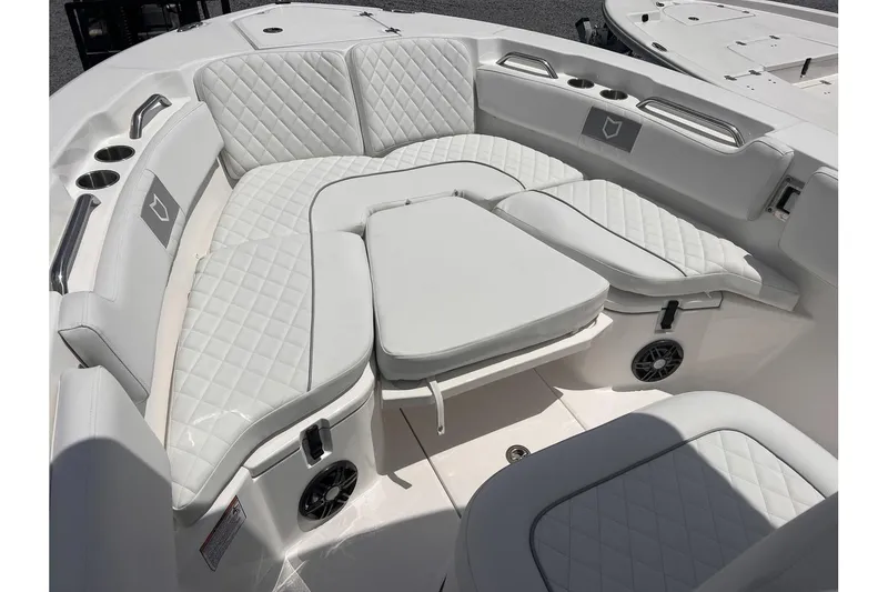Slide: The Image of Luxurious seating area on 2025 Sea Fox 228 boat with quilted upholstery. - 11