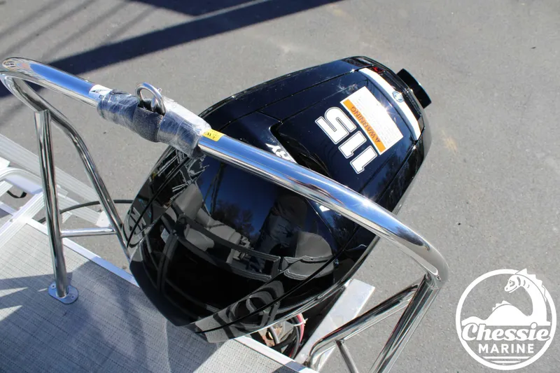 Slide: The Image of 2024 Starcraft Pontoon LX 22 R with 115 HP engine, Chessie Marine branding. - 26