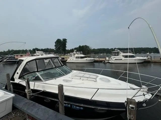 Slide: The Image of 2016 Monterey 355SY yacht docked at a marina with other boats. - 3