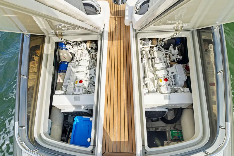 Slide: The Image of Engine compartment of 2016 Riva 44 RIVARAMA SUPER yacht, showcasing dual engines. - 42