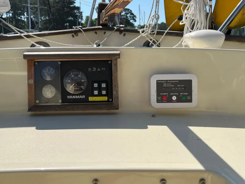 Slide: The Image of Control panel on a 2016 Alajuela 38 sailboat with Yanmar engine gauges. - 40