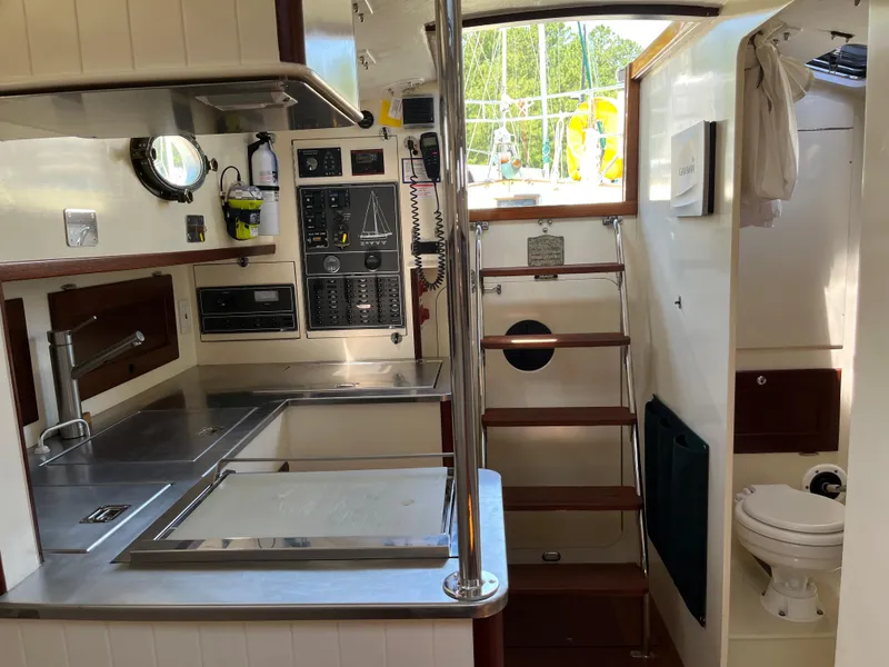 Slide: The Image of Interior of 2016 Alajuela 38 sailboat with kitchen and compact bathroom. - 5