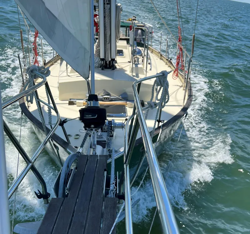 Slide: The Image of Sailing yacht Alajuela 38, 2016 model, navigating through ocean waters. - 6