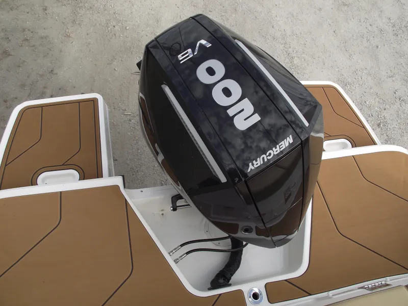 Slide: The Image of 2025 Bayliner D22 boat with Mercury 100 HP outboard motor, viewed from above. - 27