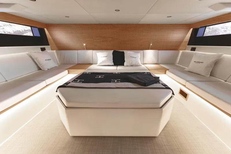 Slide: The Image of Luxurious interior of 2025 De Antonio Yachts D50 Coupé with elegant seating and modern design. - 20