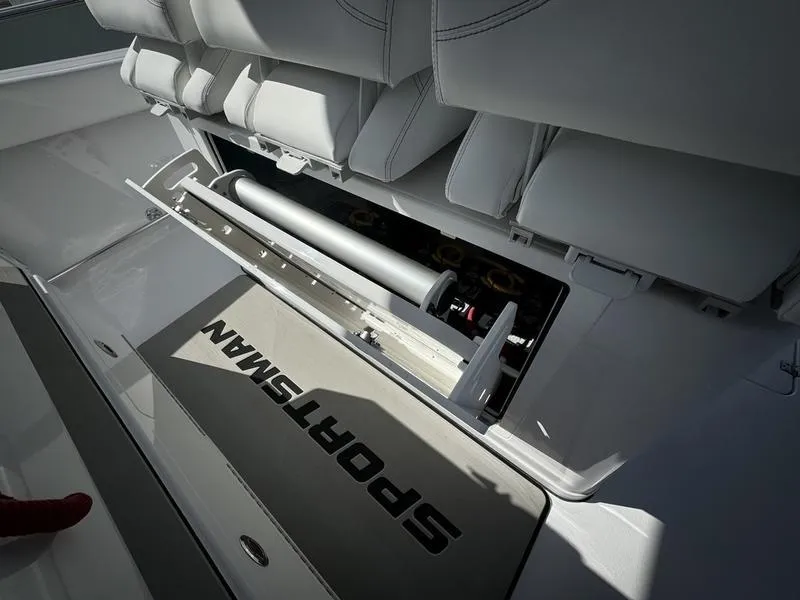 Slide: The Image of 2025 Sportsman Open 352 boat interior storage compartment detail. - 39