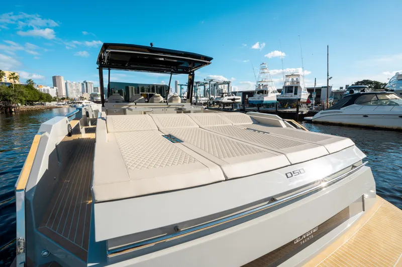 Slide: The Image of 2025 De Antonio Yachts D50 OPEN luxury yacht docked in marina. - 12
