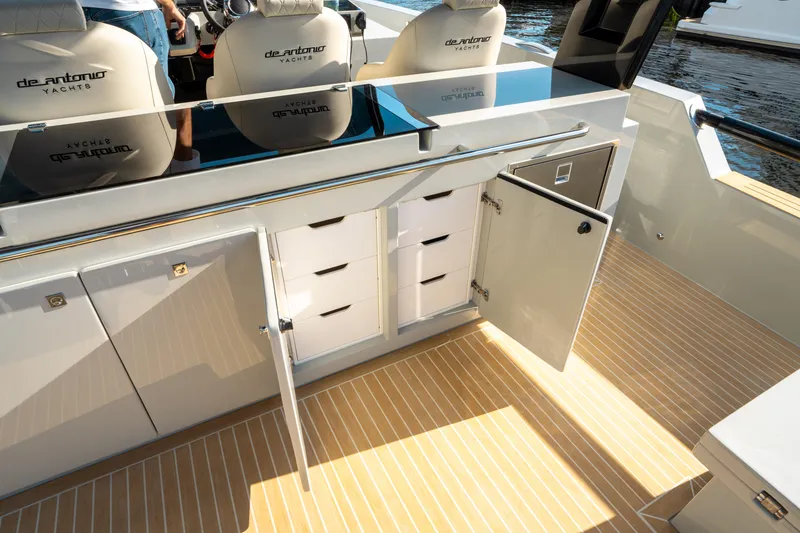 Slide: The Image of De Antonio Yachts D50 OPEN 2025 interior with sleek cabinetry and modern design. - 24