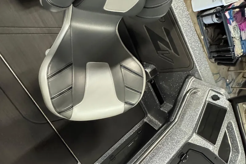 Slide: The Image of 2024 Nitro ZV20 boat interior with sleek gray seating and modern design. - 6