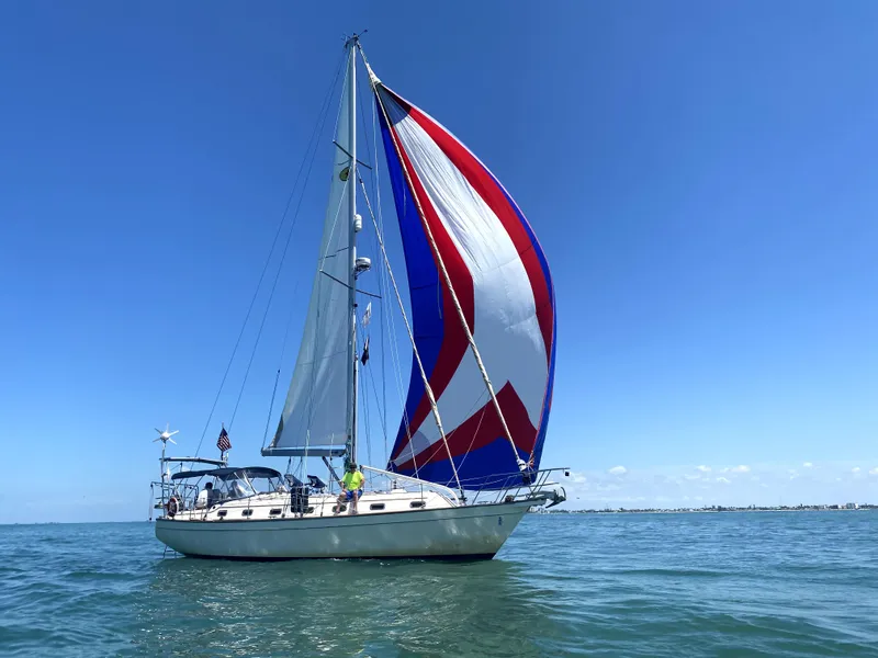 The Image of 2002 Island Packet 420 sailboat on open sea. - 0