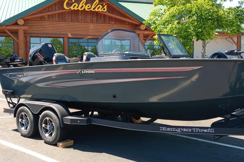 The Image of 2024 Ranger VX1988 WT boat on trailer outside Cabela's store. - 0