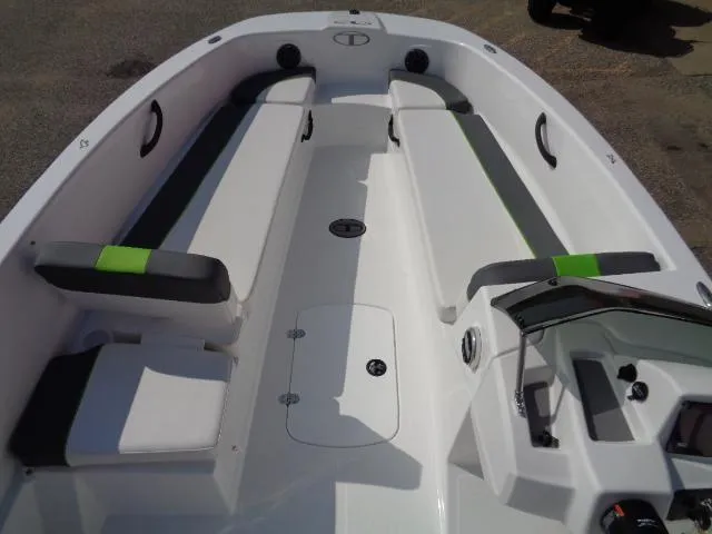 Slide: The Image of 2024 Tahoe T18 boat interior with seating and control panel. - 9
